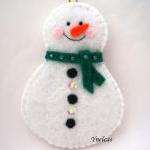 Snowman, Felt Christmas Ornament - Set Of 3