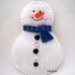 Snowman, Felt Christmas Ornament - Set Of 3